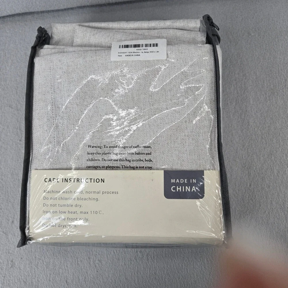 INOVADAY Blackout Curtain Linen Texture Beige Grommet 50x84 NEW